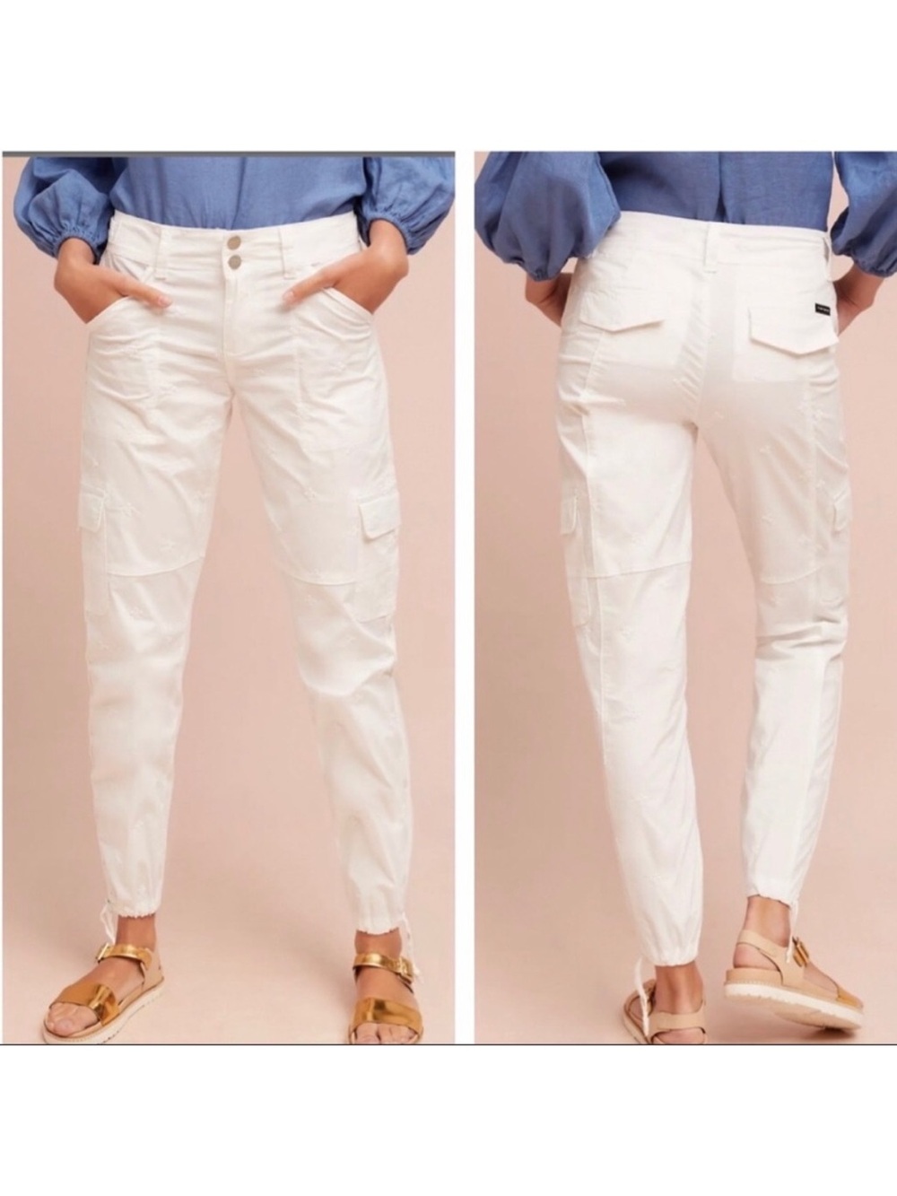 Anthropologie X Sanctuary Terrain Crop Utility Eyelet Pants Joggers Sz 27